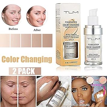 Tlm Colour Changing Foundation Concealer Cover Cream 2 Pack Tlm Flawless Colour Changing Warm Skin Tone Face Makeup Liquid Foundation Makeup Base