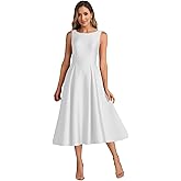 Egorfic Satin Tea Length Bridesmaid Dresses with Pockets A Line Wedding Formal Evening Party Gown