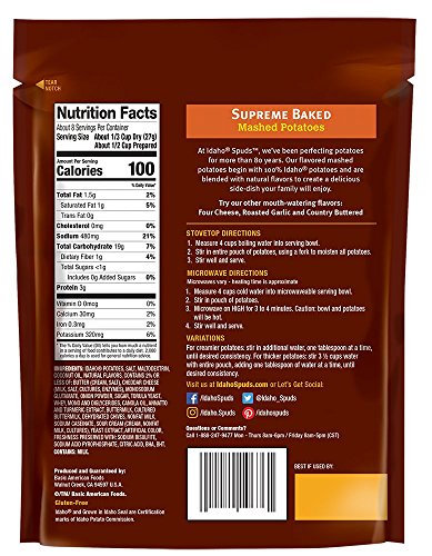 Idaho Spuds Family Size, Supreme Baked Mashed Potatoes, 6 Count