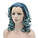 Mxangel Medium Long Ombre Blue Lace Front Two Tone Cosplay Wigs