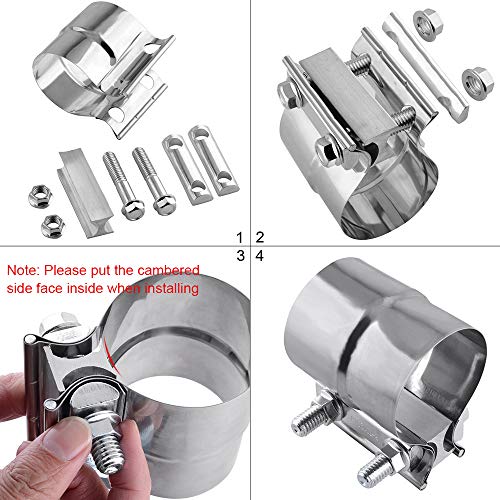 Exhaust Clamps Muffler Repair Parts - 2.5" Lap Joint Band Clamp, Great for Exhaust Tips, Exhaust Pipe, Exhaust Resonator, Exhaust Manifold, Exhaust Flex Pipe, Catalytic Converter Repair Project - Thumbnail 4