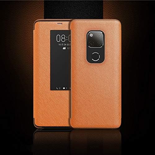 ZHANGTAI Phone Back Cover Cross Texture Horizontal Flip Leather Case for Huawei Mate 20 X, with Call Answering Function & Sleep/Wake-up Case Cover Sleeves (Color : Brown)