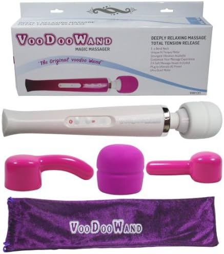 VooDoo Magic Wand Massager with Magic Wand Pink Attachments (White)