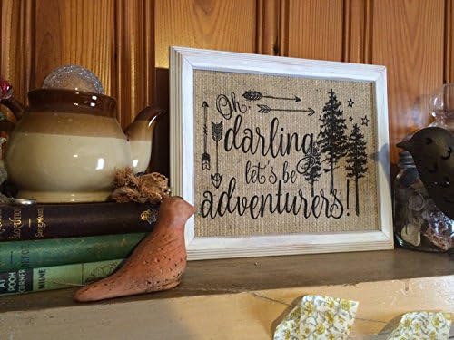 Burlap "Oh, Darling, Let's Be Adventurers" - Vintage Inspired - Travel Themed - Home, Family, Nursery Decor - Baby Shower - Wedding Gift