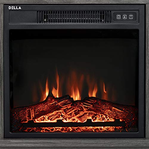 Della 27" 1400W Freestanding Portable 3D LED Electric Firebox Fireplace Mantel Heater Realistic Stove - Grey