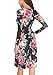 Simier Fariry Women's Long Sleeve Pockets Print Floral Swing Casual Midi Dress