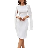 HELYO Women's Chiffon Cloak Sleeve Mini Cape Dress V-Back Semi-Formal Elegant Bodycon Wedding Guest Evening Cocktail Dresses