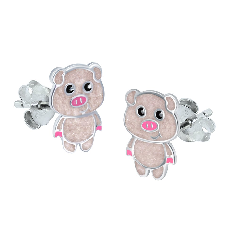 Pink Pig Piglet Earrings - 925 Sterling Silver
