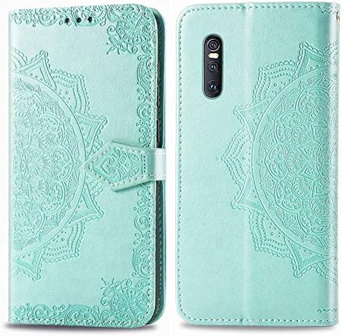 GeorgeB Case Cover, for Vivo V15 Pro Case Cover, Mandala Embossment PU Leather Wallet Case Dual Way Magnetic Case with Holder & Card Slots for Vivo V15 Pro (Color : Green)