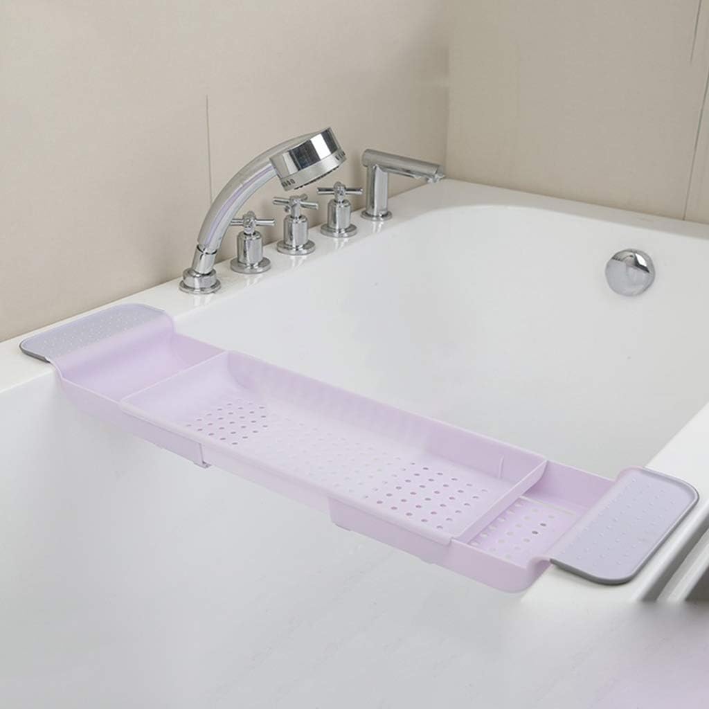Rtengtunn Bathtub Shelf, Tub Caddy Shower Expandable Holder Rack Storage Tray Over Bath Multifunctional Organizer For Bathroom Shower - Pink