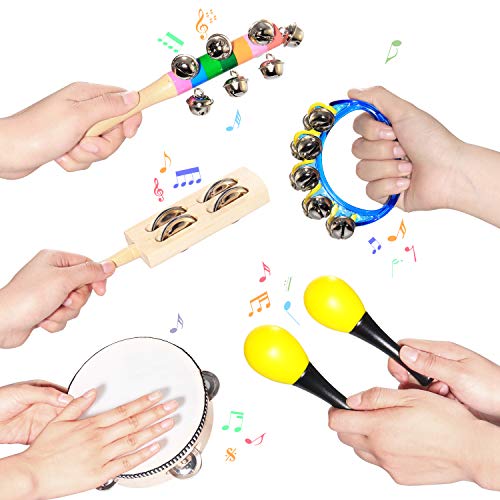 Theefun Toddler Musical Instruments, Wooden Percussion Instruments with Tambourine, Xylophone and Drum 18pcs 12 Types , Kids Educational s & Learning Musical Toys for Boys and Girls - Thumbnail 2