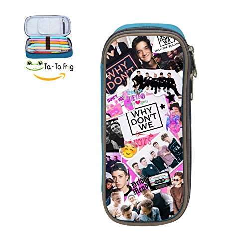 Why Don't Pencil Case Big Capacity Double Zipper Multifunctional blue Bag For Children