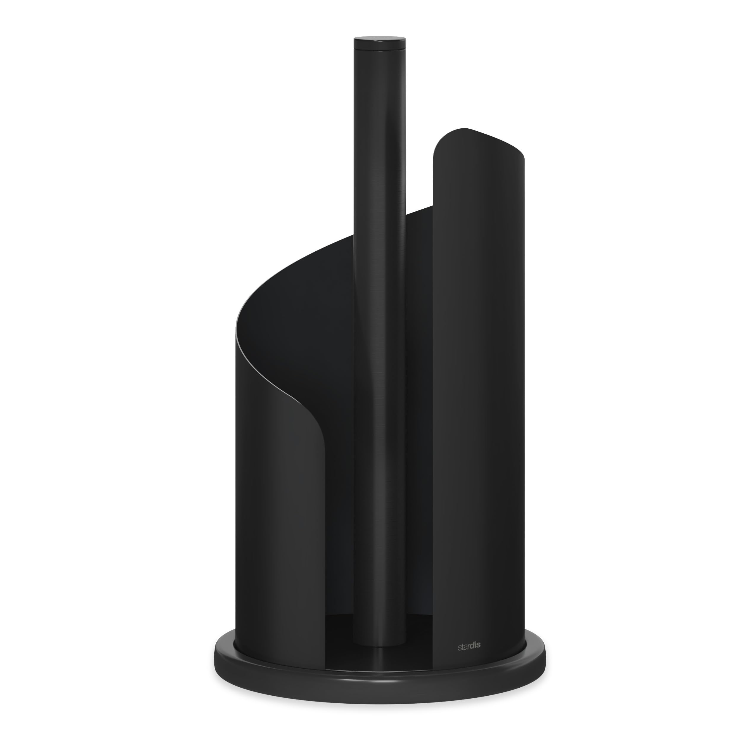 stardis Paper Towel Holder, Pure Black Stainless Steel, Free Standing, 15 cm Diameter