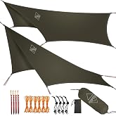 Onewind 12&times;10ft Hexagon Hammock Rain Fly, Waterproof Camping Hammock Tarp | 1.1oz 20D Ripstop Silnylon, 4000mm Water resistant, Lightweight Tarp Shelter, 4 Season Tent Tarp for Hiking Backpacking