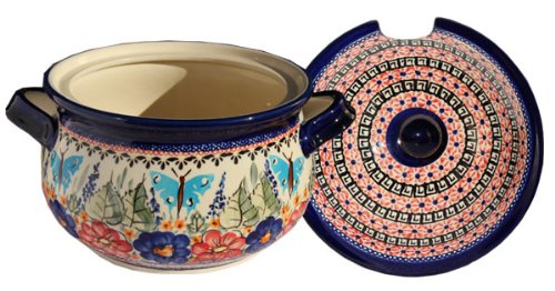Polish Pottery Soup Tureen with Ladle Zaklady Ceramiczne Boleslawiec 1004/1367-149 Art Signature Pattern, 13.4 Cups