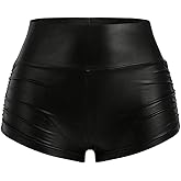 Milumia Women's Pu Leather Mini Shorts Sexy Party Rave Skinny Leggings Shorts