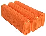 Sinland Microfiber Waffle Weave Kitchen Towels Dish Cloth 3 Pack 16inch X 24inch Orange/edge Yellow