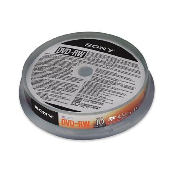 Sony 10DMW47SP DVD-RW Rohlinge (1x-2x Speed, 4,7GB, 120 Min, 10-er Stück Spindel)