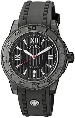 Gevril Seacloud Mens Swiss Automatic Black Rubber Strap Watch, (Model: 3110)
