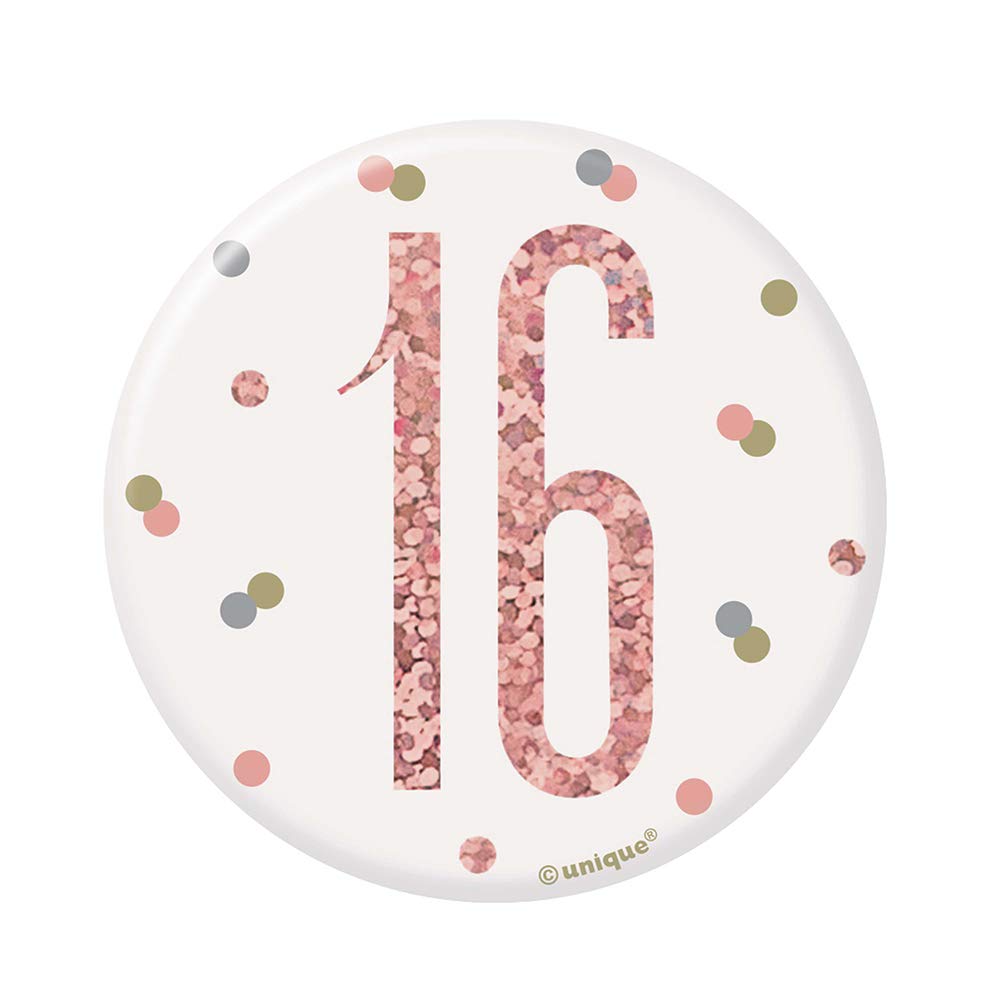 Number "16" Badge | Glittery Rosegold | 1 Pc.