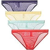 Golirsteca Men's Mesh Transparent Bulge Pouch Bikini Briefs Underwear Breathable Super Thin Briefs