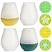 SENHAI Set of 4 Silicone Wine Glasses 12oz, Dishwasher Safe Unbreakable Party Cups/Drinkware Set for: BBQ, Pool, Camping & Picnics- with 4 Silicone Glasses Mat