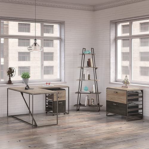 Bush Furniture Refinery A Frame Etagere Bookshelf in Rustic Gray