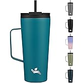 Konokyo Insulated Tumbler with Handle and Straw, 22 OZ Travel Coffee Mug Stainless Steel Cup Metal Water Bottle,Blue