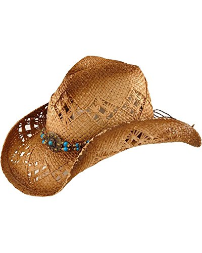 SCALA Women's Fancy Vent Raffia Hat, Tea, One Size