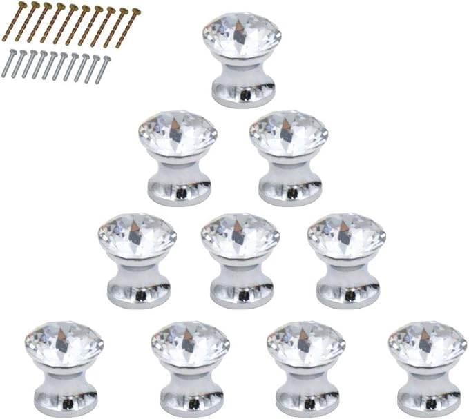 10 Pcs 12MM Crystal Glass Cupboard Drawer Mini Pull Handle Jewelry Box Gift Case Knobs