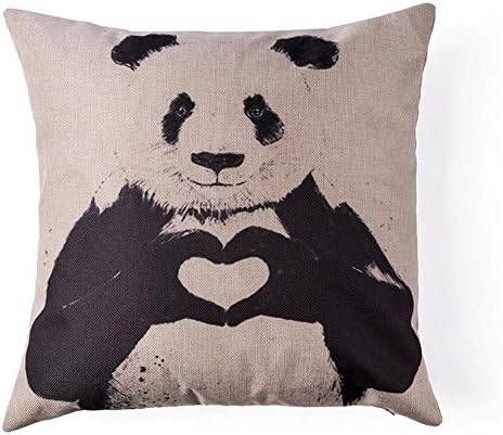 Ogisele Printed Create of Life Animal Style Cotton Linen Square Panda Pattern Sofa Simple Decorative Pillow Cases Cushion Cover 18x18 Inches
