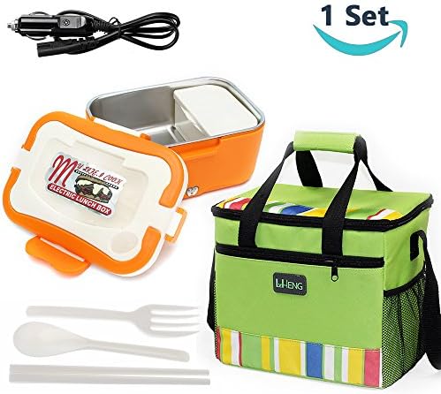 12V Car Use Electric Heating Lunch Box , Portable Removable 2-Compartment Stainless Steel Container With Insulation bag , Camping Meal Heater Food Warmer Bento Boxes And Car Charger For Adult , Doctor