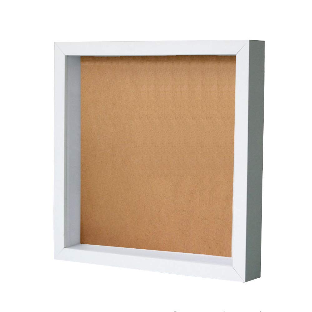 RayLineDo® White 3D Deep Picture Photo Frame Display Memory Box for Specimen Medals Preserved Fresh Flower Quilling Paper Work (Square 10inch)