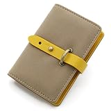 DEEZOMO Leather Unisex Credit Card Holder with 26 Card Slots - Book Style - Size 4.2L X 3 X 0.7 Inches - Yellow