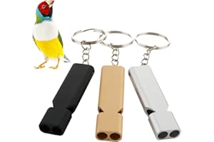DQITJ 3 Pcs Birds Whistle Stainless Steel Training Training Flute Pet Behavior Training Tool for Pigeons Doves Parrot (Black, Gold, Silver)