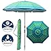 Blissun 7.2' Portable Beach Umbrella with Sand Anchor, Tilt Pole, Carry Bag, Air Vent (Orange Stripe)