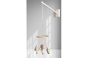 TUIIOPOLI Crib Mobile Wooden Arm, Wall Mounted Suitable for All Cribs 100% Natural Larch Hanger Nusery Decor Baby Room Safe Holder(Mobile is not Included