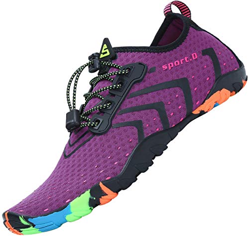 Chaussures Aquatiques Femme Séchage Rapide Chaussure de Plage Antidérapante Chaussure d'eau Chausson pour Sport Aquatique Baignade Surf Kayak, Violet GR.39