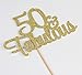 INNORU Gold Glitter Happy 50th Anniversary Cake Topper - Happy 50th Birthday - 50th Wedding Anniverdary Party Decorations