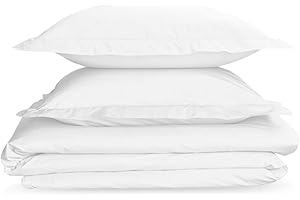 NISAKI Sateen Cotton Duvet-Cover-Queen Size White, 100% Long Staple Cotton Sateen Duvet Cover Queen/Full Size with 4 Corner Ties and Hidden Button Closure (100% Cotton White Queen-Bedding)