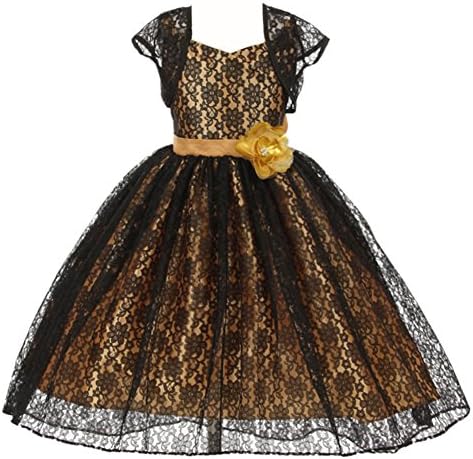 Hi Low Floral Lace Girl Dresses with Matching Lace Bolero and Flower Brooch