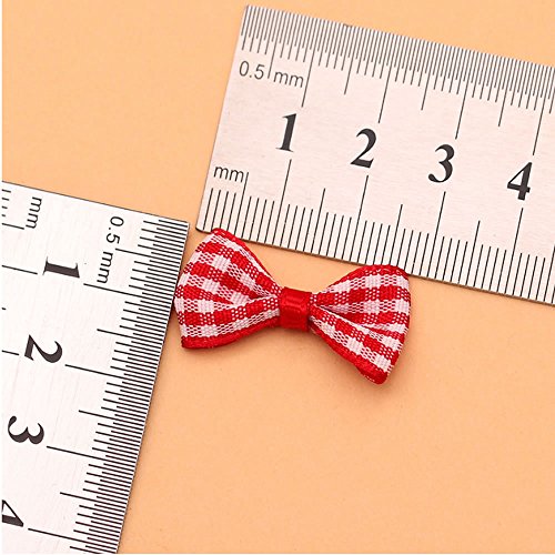 HUELE 100PCS Red Ribbon Checked Bowknot Webbing Scrapbooking Embellishment Wedding Favor Party Christmas Decoration DIY New