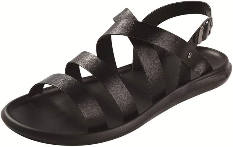 Amazon Jpyly スタイリッシュなクラスプでスタイルpuレザーシンプルソリッドカラーの男性ファッション軽量スリップのためのサンダル 夏場 サンダル メンズ Yly ファッションサンダル