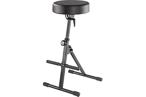 K&M Konig & Meyer 14061.000.55 Performance Pneumatic Stool | Easily Adjust Cushioned Round Seat and Footrest | Professional Grade for Musicians | German Made | Black Imitation Leather