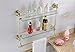 Leyden Wall Mount Glass Shelf，Gold Bathroom Shelf with Towel Bar TI-PVD Brass Material Double Layer
