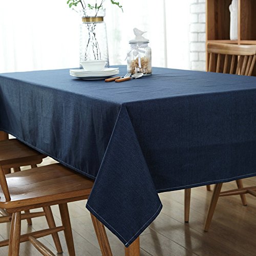 Nibesser Rectangle Cotton Linen Solid Tablecloth Table Cover Oil-proof/Waterproof Stain-resistant/Mildew-proof- Wedding Restaurant Party Banquet Decoration 51.2 x 86.7-inch