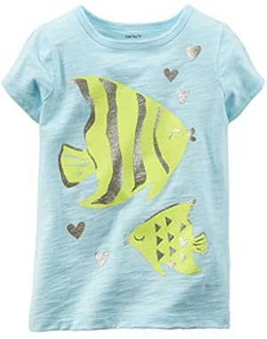 Girl S/s Sparkle Fish Tee; 6x Kids; Blue