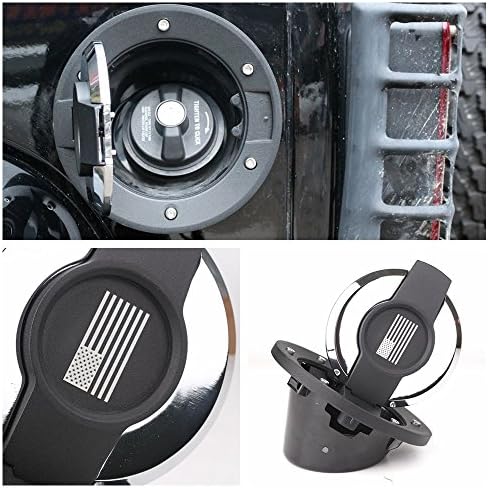 Athiry Fuel Tank Black Aluminum Powder Coated Steel Gas Cover Gas Cap Cover for Jeep Wrangler JK & Unlimited 2007-2017 2D/4D