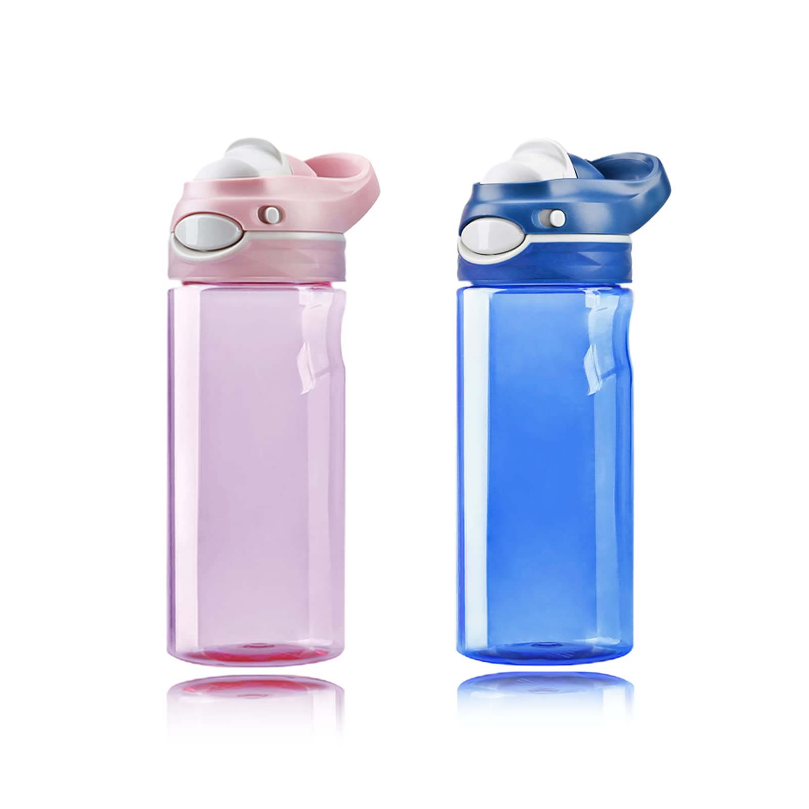Photo 1 of DEARART 2-Pack Blue Water Bottle and Pink Water Bottle, 20oz Capacity Small Clear Bottle No Straw BPA FREE Leakproof Wide Mouth, Has Handle Easy Carried, Suit School, Gym, Sports, Work etc.