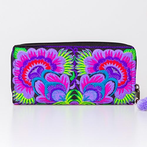 Changnoi Boho Wallet Purple Ethnic Embroidered Handmade Fair Trade Thailand